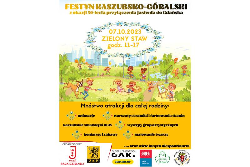 Wydarzenie: FESTYN KASZUBSKO-GÓRALSKI z okazji 50-lecia przyłączenia do Gdańska, Kiedy? 2023-10-07 11:00, Gdzie? Potęgowska 3, Zielony Staw