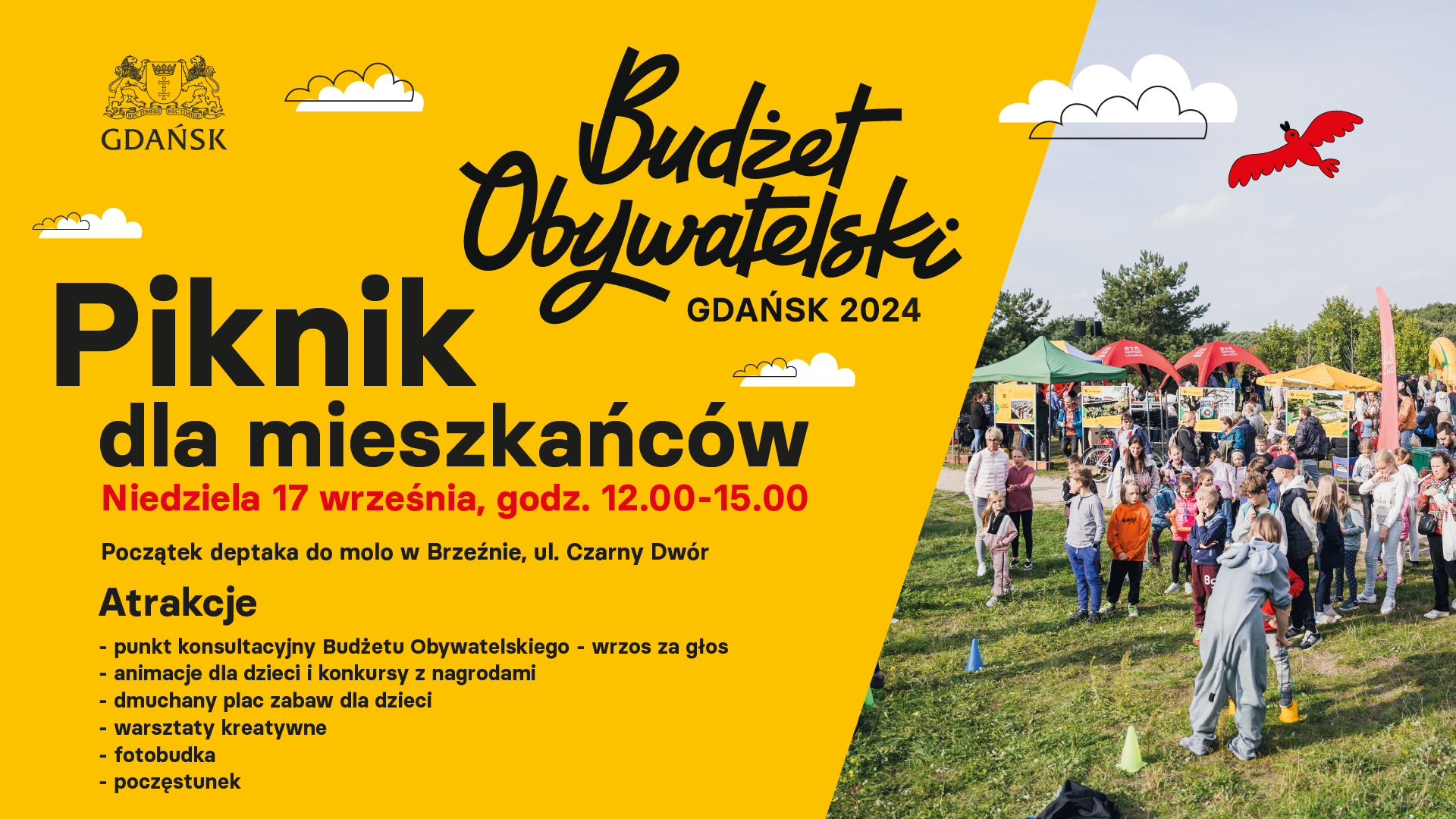 Wydarzenie: Piknik Budżetu Obywatelskiego, Kiedy? 2023-09-17 12:00, Gdzie? początek deptaka do molo w Brzeźnie