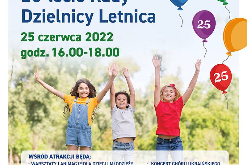 Wydarzenie: Piknik z okazji 25-lecia Rady Dzielnicy Letnica, Kiedy? 2022-06-25 16:00, Gdzie? plac przy ul. Uczniowskiej
