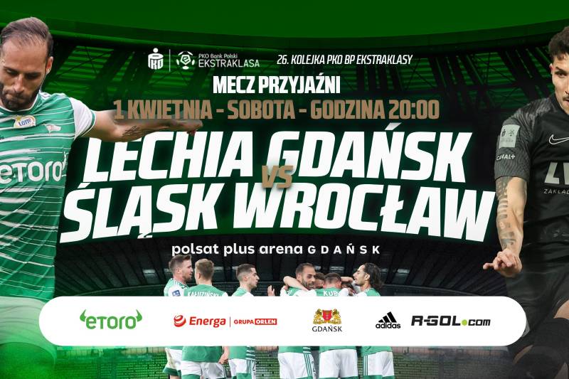 Wydarzenie: Mecz Lechia Gdańsk - Śląsk Wrocław, Kiedy? 2023-04-01 20:00, Gdzie? Pokoleń Lechii Gdańsk 1